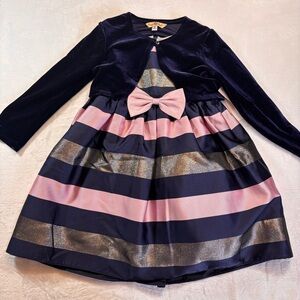 Charming Striped Kids Formal Dress with‎ Bow
